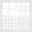 Jigsaw puzzle four vector flat blank templates