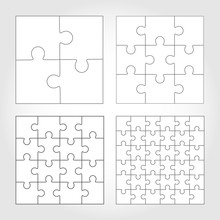 Jigsaw Puzzle Four Vector Flat Blank Templates