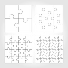jigsaw puzzle four vector flat blank templates