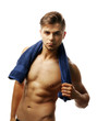 © Africa Studio - Muscle young man holding towel isolated on white
