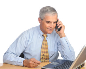 Sticker - Businessman with laptop and phone