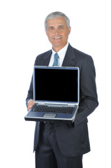 Sticker - Businessman Holding Open Laptop