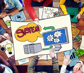 Wall Mural - system connection technology data networking concept