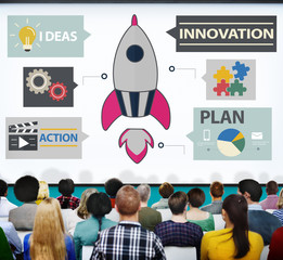 Sticker - Innovation Plan Planning Ideas Action Launch Start Up Concept