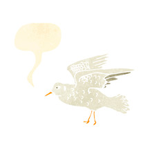 Retro Cartoon Seagull Squawking