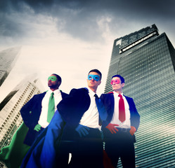 Wall Mural - Superhero Business People Strength Cityscape Cloudscape Concept