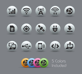 Wall Mural - connectivity icons -- pearly series