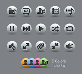 Wall Mural - media player icons -- pearly series