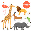 Cute african animals set for kids in cartoon style. Suitable for