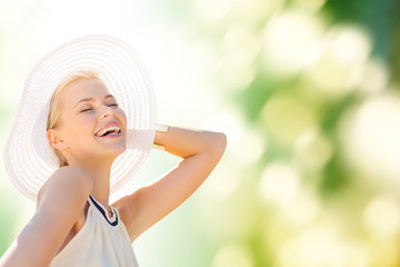 Poster - beautiful woman enjoying summer outdoors