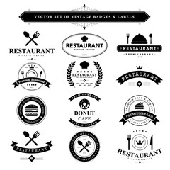 Wall Mural - set of black & white vintage badges and labels