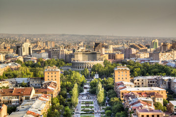 view over the city of yerevan, armenia