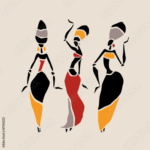 Obraz w ramie African dancers silhouette set.