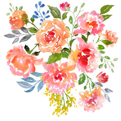 Watercolor roses card template