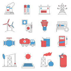 Canvas Print - Energy power line icons set 