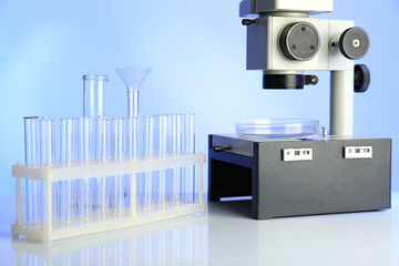 Wall Mural - test tubes and microscope in laboratory