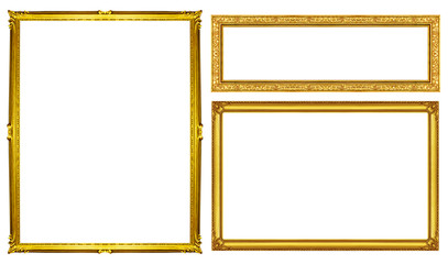 Wall Mural - collection golden frame isolated on white background, clipping p