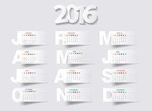 Vector Calendar 2016 New Year Paper Banner Template Design