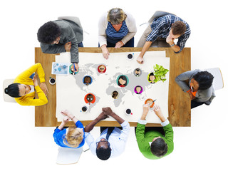 Canvas Print - global community world people social networking connection conce