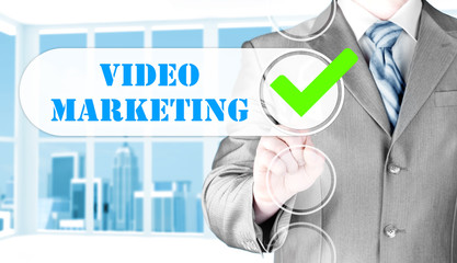 business man pressing checkbox Video Marketing