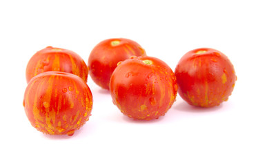 Wall Mural - Cherry tomatoes on white background