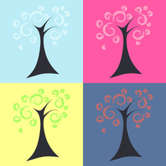 Trees, four seasons, spring, summer, autumn, winter,vector illus