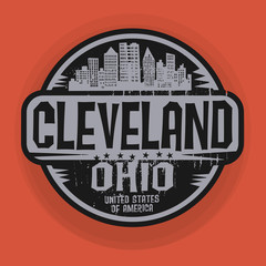 Wall Mural - Stamp or label with name of Cleveland, Ohio