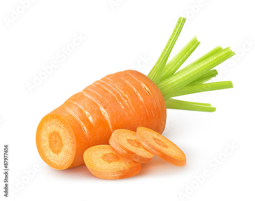 Fotografía Cut carrot over white background with clipping path