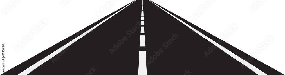 Perspective of curved road - obrazy, fototapety, plakaty 