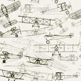 Vintage  seamless background. Stylized airplane illustration 