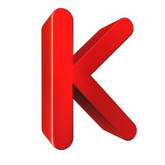 Canvas Print - Red 3d letter K isolated white background