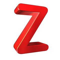 Canvas Print - Red 3d letter Z isolated white background