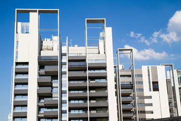 modern building under construction with architectural geometric