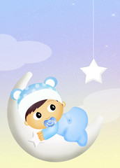 Wall Mural - baby on the moon