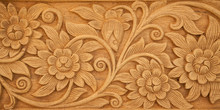 Flower Carved On Wood