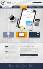 Canvas Print - Modern One Page Website Template with Photorealistic Vector office Objects. 