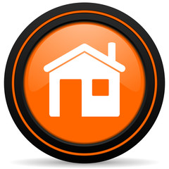 Poster - house orange icon home sign