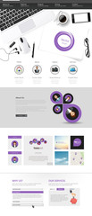 Canvas Print - office scene one page website design template with stationery elements