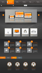 Wall Mural - modern style one page website design template in dark color