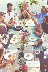 Wall Mural - Diverse People Luncheon Outdoors Food Concept