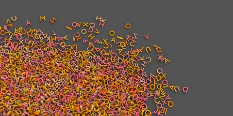single letters on a plane, 3d illustration background