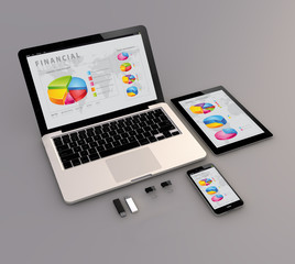 Canvas Print - laptop, tablet and smartphone financial