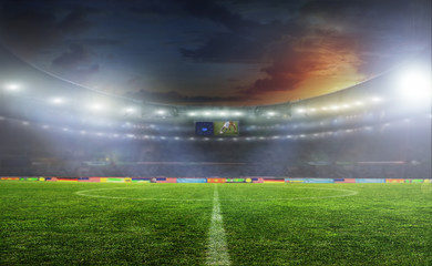 Soccer ball on the field of stadium