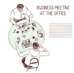 Business meeting at the office - sketch illustration