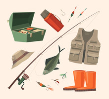 Fishing Equipment. Vector Illustration.