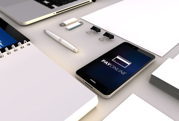 Canvas Print - pay online smartphone office