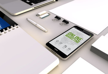 Canvas Print - online marketing smartphone office