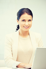 Poster - happy woman with laptop computer