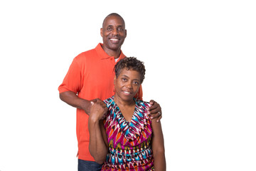 Portrait of an older couple standing close 