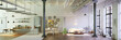 Panorama view in old industrial loft apartment - panorama blick in altes Loft apartment